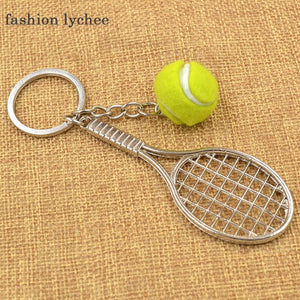 Mini Metal Tennis Ball Keychain